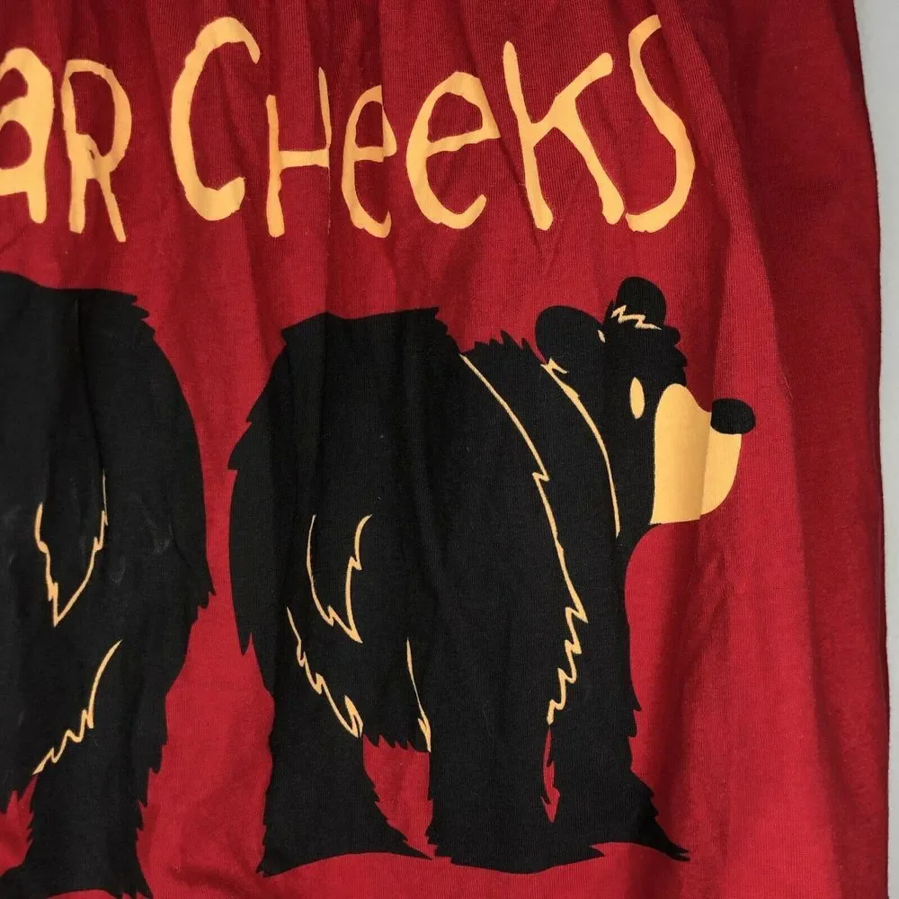 Lazy One Adult Medium Red Bear‎ Cheeks Boxers Elastic Waist Button Fly NWT